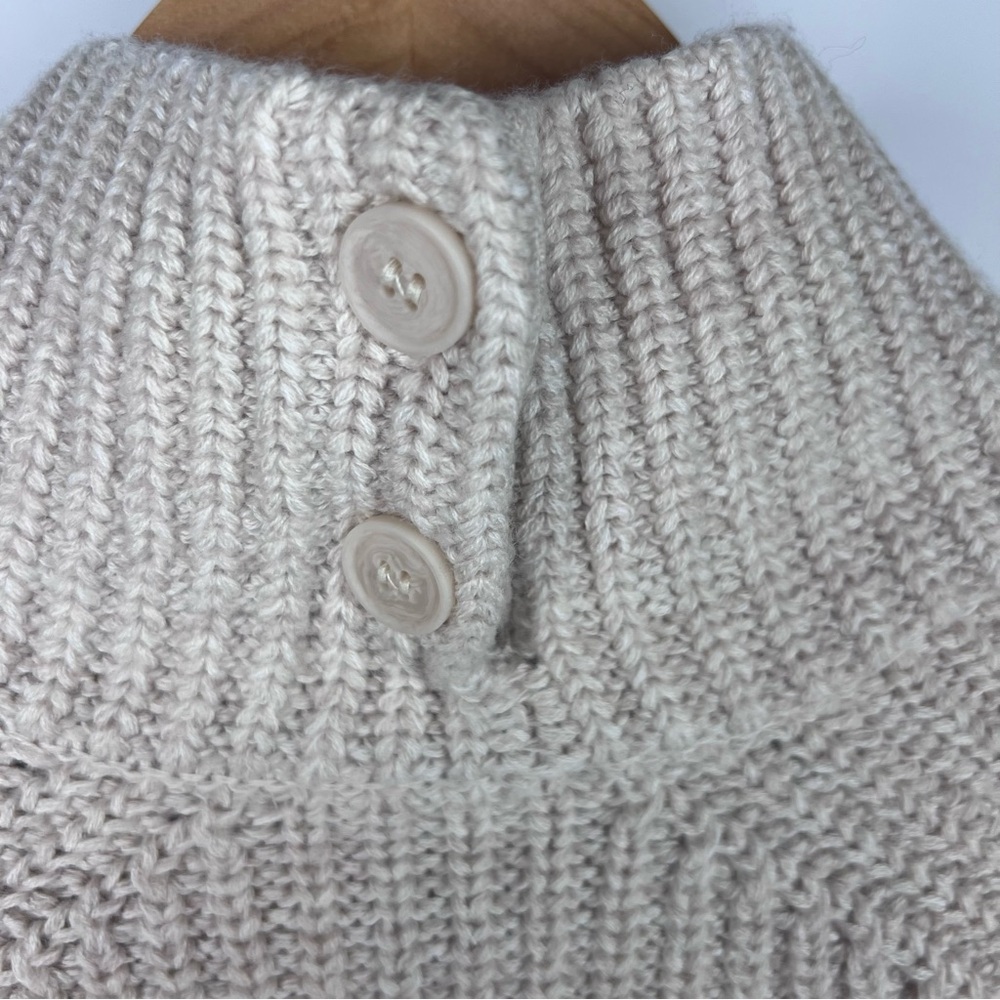 WRAP London Ribbed Chunky Knit Mock Neck Balloon Sleeve Sweater Cream SZ L (12) - Picture 7 of 11
